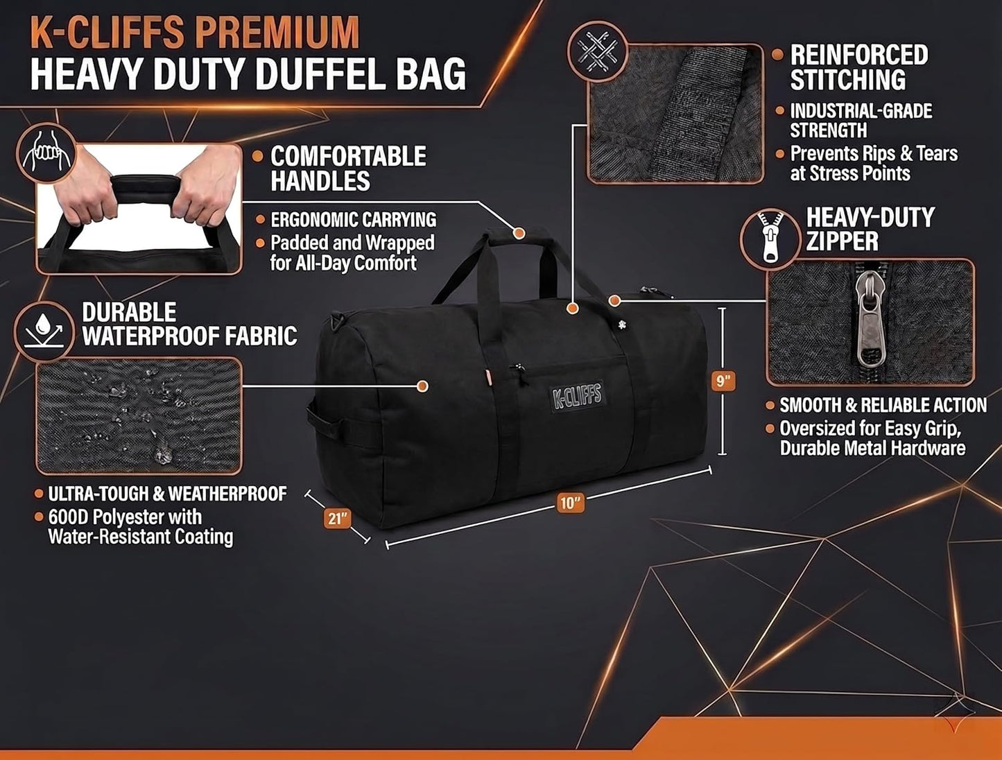 Heavy Duty Cargo Duffel Large Sport Gear Drum Set Equipment Hardware Travel Bag Rooftop Rack Bag