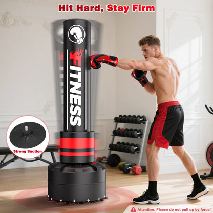 Indoor Freestanding Punching Bag for Adult Teens,70" -180Lbs Heavy Duty Fitness Training Bag with Suction Cup Base for MMA Muay Thai Fitness