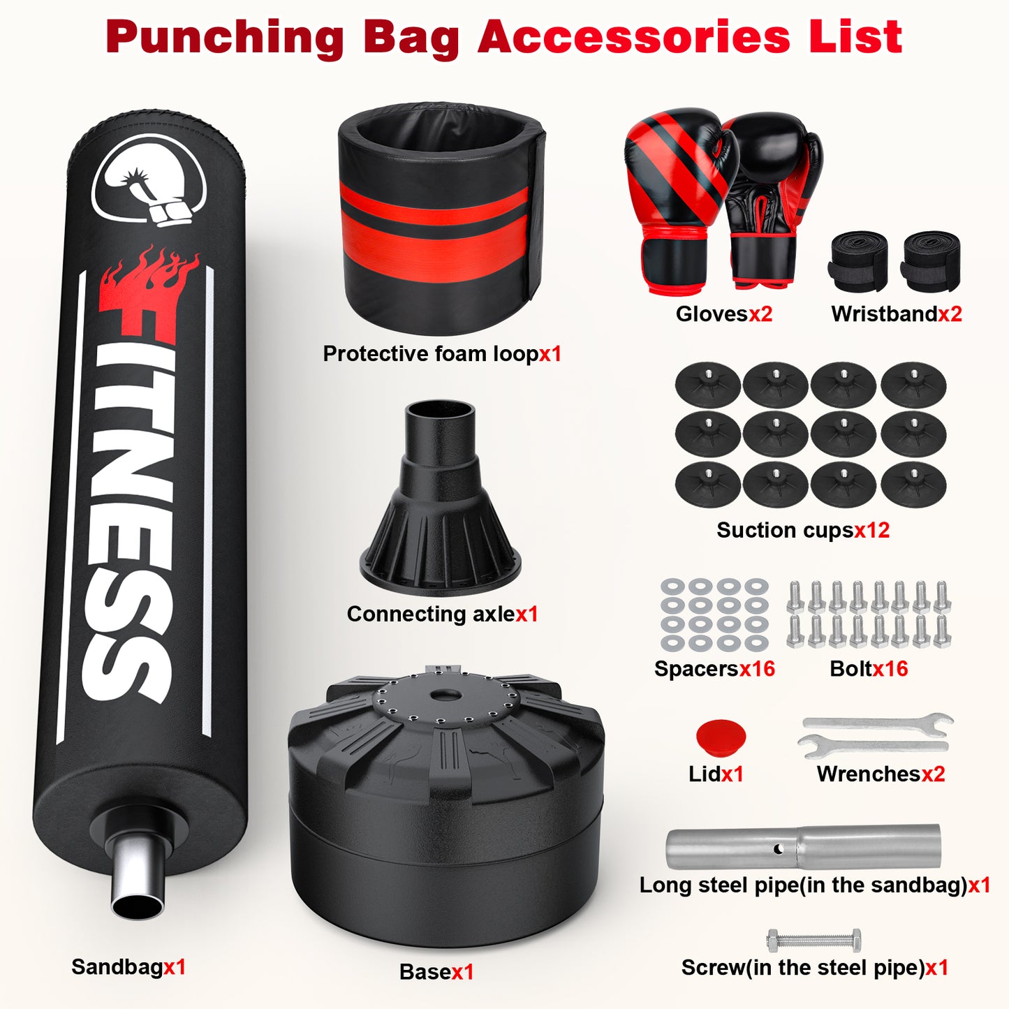 Indoor Freestanding Punching Bag for Adult Teens,70" -180Lbs Heavy Duty Fitness Training Bag with Suction Cup Base for MMA Muay Thai Fitness